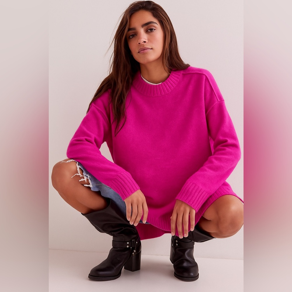 Free People Phoebe Pullover Sweater – Fuchsia – Size XS